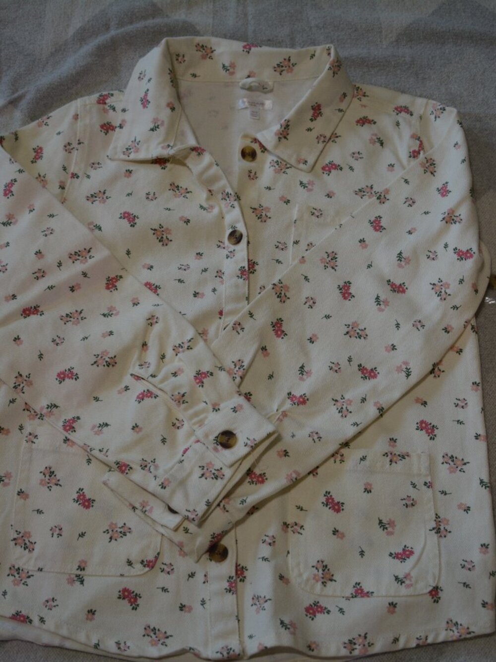 NWT Tahari Girl Floral Top | Size 10/12 | Cream Pink Print